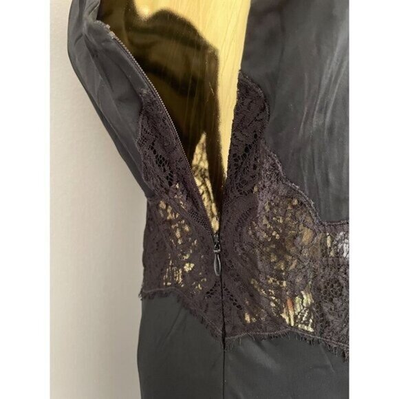 Versace Black Sleeveless Lace Trim Slip Dress V-Neck & Side Zipper Whimsigoth - Picture 9 of 16